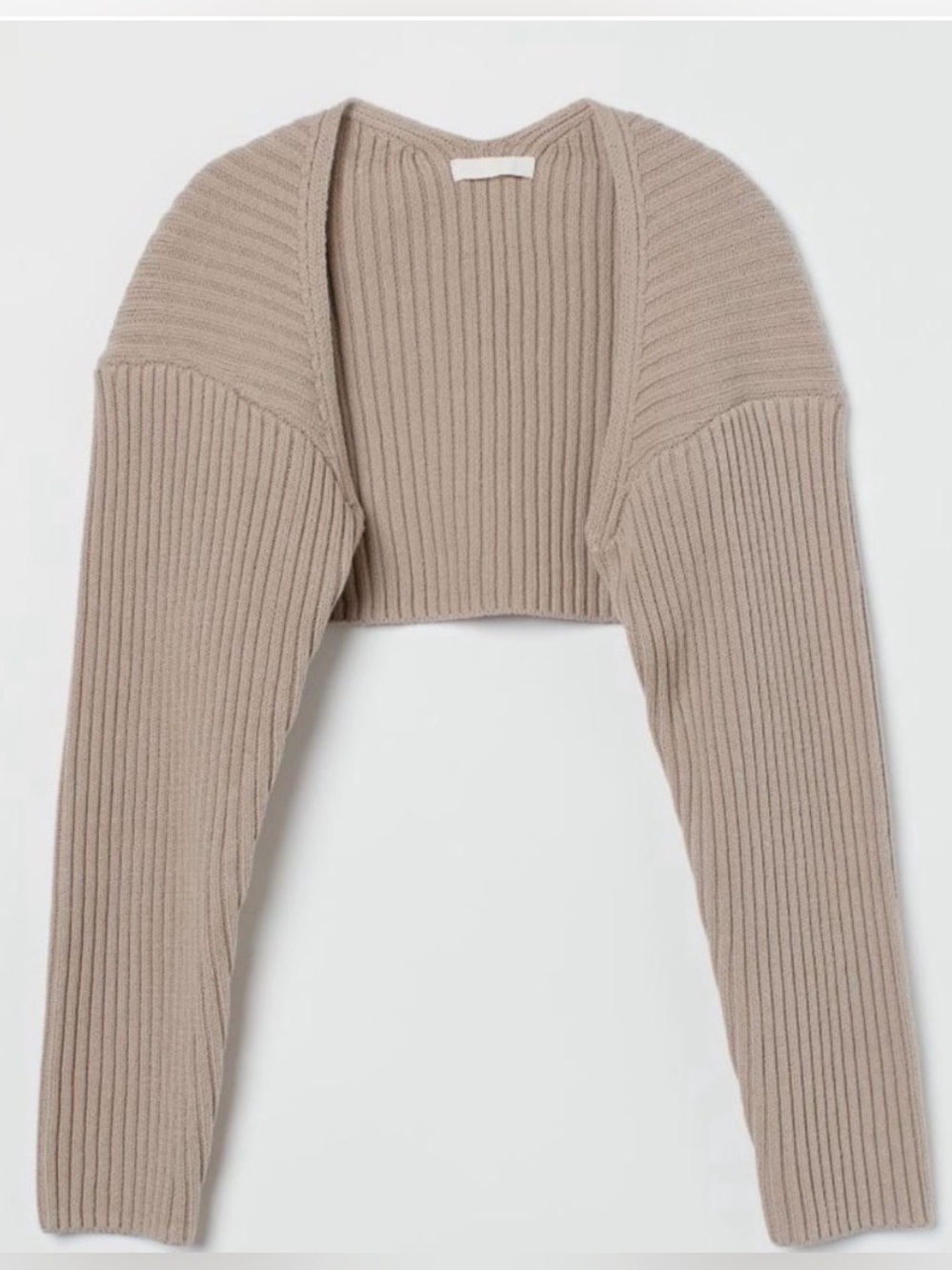 H&M Ribbed Cropped Bolero Shrug - Taupe